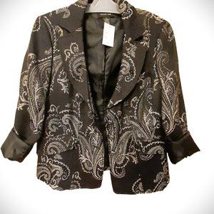 FOCUS 2000 Enchanting Tapestry Charcoal Embroidered Blazer Jacket EUC Sz S-M